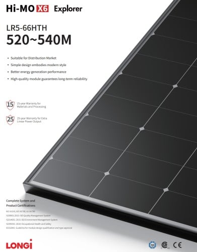 Hi-MO X6 Explorer LR5-66HTH 520-540M